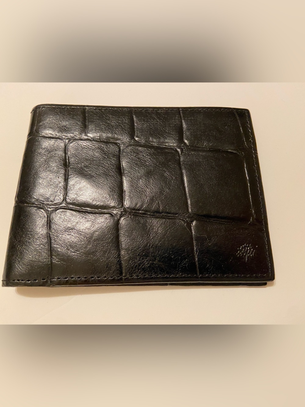 Mulberry Black Croc-Embossed Leather Card & Key Holder